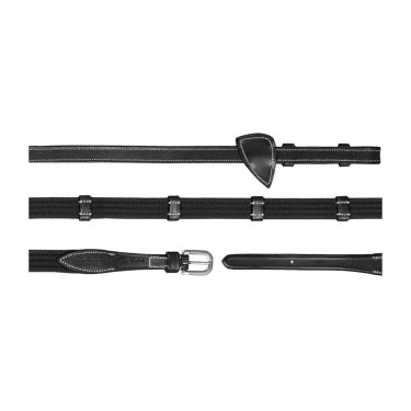Rênes Tissu 5/8 Avec 9 Arretoirs Dy'on Noir Rênes Tissu 5/8 Avec 9 Arretoirs Dy'on Noir