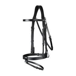 Bridon Cuir Plat Avec Mousquetons Dy'on Noir
