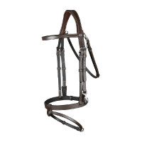 Bridon Cuir Plat Avec Mousquetons Dy'on Marron