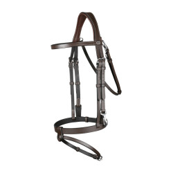Bridon Cuir Plat Avec Mousquetons Dy'on Marron