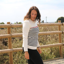 Pull Pénélope x Saint James Maelle Ecru / marine / rouge Motifs