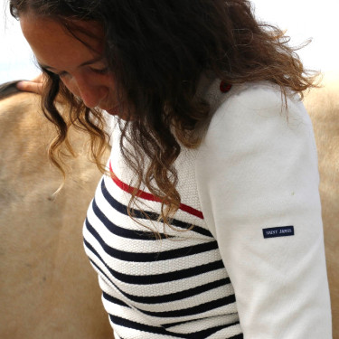 Pull Pénélope x Saint James Maelle Ecru / marine / rouge Motifs