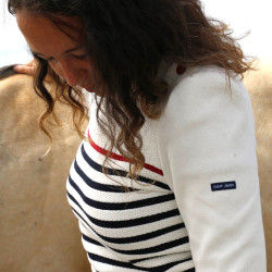 Trui Pénélope x Saint James Maelle Ecru / marine / rood Motieven