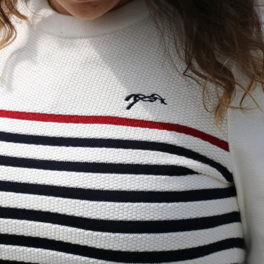 Pull Pénélope x Saint James Maelle Ecru / marine / rouge Motifs