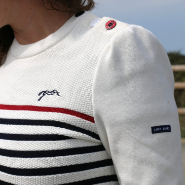 Pull Pénélope x Saint James Maelle Ecru / marine / rouge Motifs