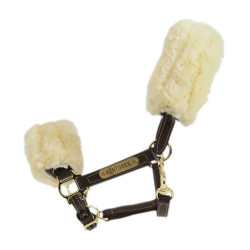 Schapenvacht halster van leer Kentucky Bruin