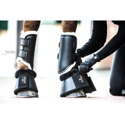 Gesloten voorste leren peesbeschermers Kentucky Zwart