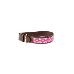 Halsband voor honden van handgemaakte parels Kentucky Roze