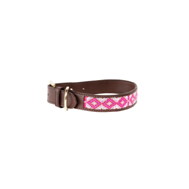 Halsband voor honden van handgemaakte parels Kentucky Roze