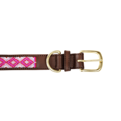 Halsband voor honden van handgemaakte parels Kentucky Roze