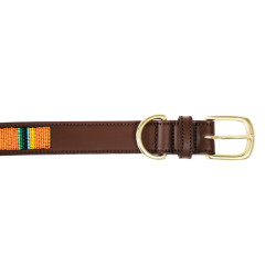 Halsband voor honden van handgemaakte parels Kentucky Puur oranje