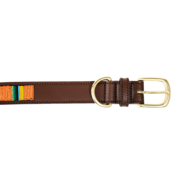 Halsband voor honden van handgemaakte parels Kentucky Puur oranje