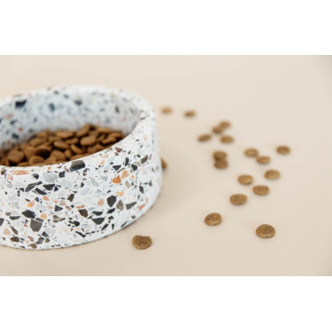 Gamelle pour chien en pierre Terrazzo Kentucky Blanc