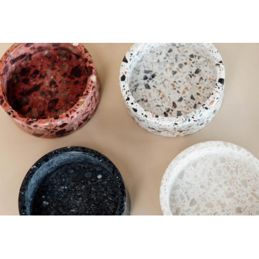 Gamelle pour chien en pierre Terrazzo Kentucky Blanc