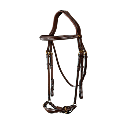 Bridon Muserolle Allemande Ajustable D Collection by Dy'on Brun Marron Bridon Muserolle Allemande Ajustable D Collection by Dy'on Brun Marron