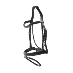 Bridon muserolle combinée tressé avec Pull Back Dy'on Noir Bridon muserolle combinée tressé avec Pull Back Dy'on Noir