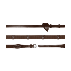 Rênes Tissu 5/8 Avec 9 Arretoirs New English Collection by Dy'on Brun Marron