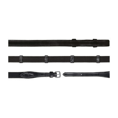 Rênes Tissu 5/8 Avec 9 Arretoirs (Sans Stopper) Dy'on Noir