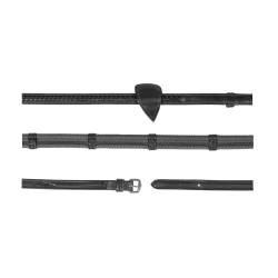 Rênes caoutchouc 1/2 avec 7 arrêtoirs et finition tressé Dy'on Noir