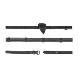 Rubberen teugels 1/2 met 7 stoppers en gevlochten afwerking Dy'on Zwart