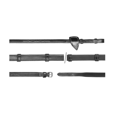 Rênes Hunter 5/8 Avec 7 Arretoirs (Sans Stopper) US Collection by Dy'on Noir Rênes Hunter 5/8 Avec 7 Arretoirs (Sans Stopper) US Collection by Dy'on Noir