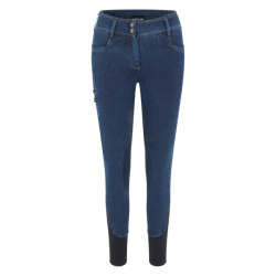 Kingsland KLkayce kniestuk grip damesbroek imitatie jeans Donkerbruin Marineblauw Kingsland KLkayce kniestuk grip damesbroek imitatie jeans Donkerbruin Marineblauw