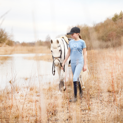 Pantalon Kingsland KLkaysa d’équitation full grip fille Denim délavé bleu