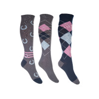 Chaussettes HKM Cardiff par 3 Gris / bleu