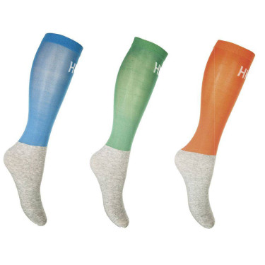 Chaussettes HKM Microcotton Colour par 3 Bleu / vert / orange