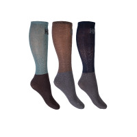 Chaussettes HKM Microcotton Colour par 3 Marron foncé / vert