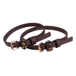 Lanières d'éperon HKM Rosegold Glamour Style Biothane Marron foncé