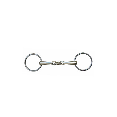 HKM dubbelgebroken bit 16 mm nieuwzilver ringen roestvrij staal