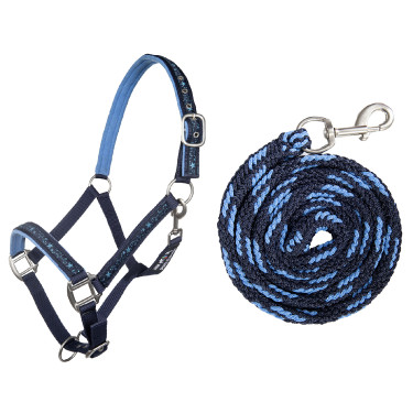 Halsterset met touw 180cm musketon HKM Stars Halsterset met touw 180cm musketon HKM Stars