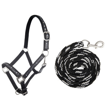 Halsterset met touw 180cm musketon HKM Stars Halsterset met touw 180cm musketon HKM Stars