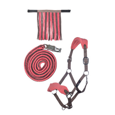 Set de licol HKM mousqueton anti-paniques franges détachables Set de licol HKM mousqueton anti-paniques franges détachables