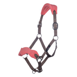 HKM halsterset met anti-paniek musketon en afneembare franjepartijen Mokka / melkachtig roze