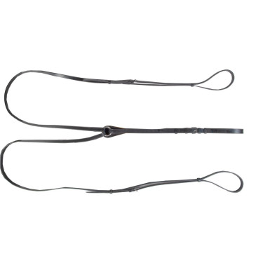 Rênes allemandes HKM avec boucles en inox Noir Rênes allemandes HKM avec boucles en inox Noir