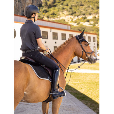 LeMieux Eurojump Suede Zadeldek Zwart / Zilver / Grijs
