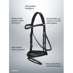 Bridon de dressage LeMieux Arika Noir / argent Bridon de dressage LeMieux Arika Noir / argent