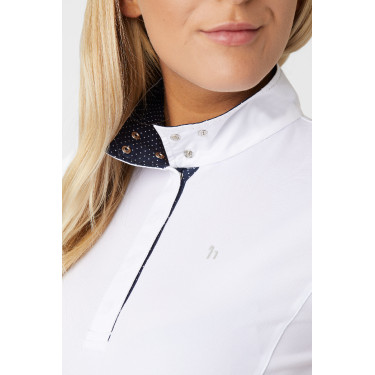 Polo manches courtes Blaire Horze Crescendo femme Blanc / bleu marine