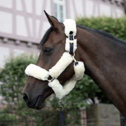 Licol Tremblant Horze mouton véritable Bleu marine foncé