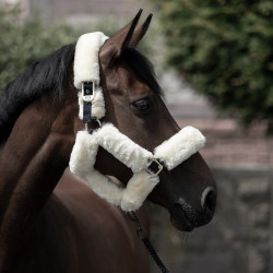 Licol Tremblant Horze mouton véritable Bleu marine foncé