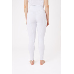 Pantalon d'équitation fond intégral grip toutes saisons Horze Mira Blanc / bleu turquoise