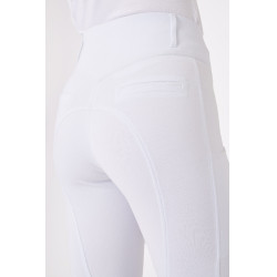 Pantalon d'équitation fond intégral grip toutes saisons Horze Mira Blanc / bleu turquoise