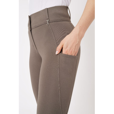 Pantalon d'équitation fond intégral grip toutes saisons Horze Mira Marron morille