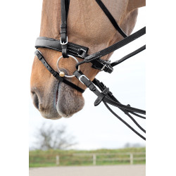 Lederen/nylon teugels Duits type Horze Sparta Zwart Lederen/nylon teugels Duits type Horze Sparta Zwart