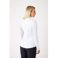 Polo manches longues Blaire Horze femme Blanc / bleu marine