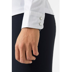 Polo manches longues Blaire Horze femme Blanc / bleu marine