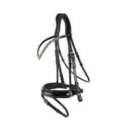 Bridon anatomique Grayson Horze à strass Noir / noir