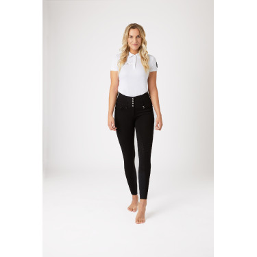 Paardrijbroek met hoge taille Tara siliconen full grip dames Horze Zwart Paardrijbroek met hoge taille Tara siliconen full grip dames Horze Zwart